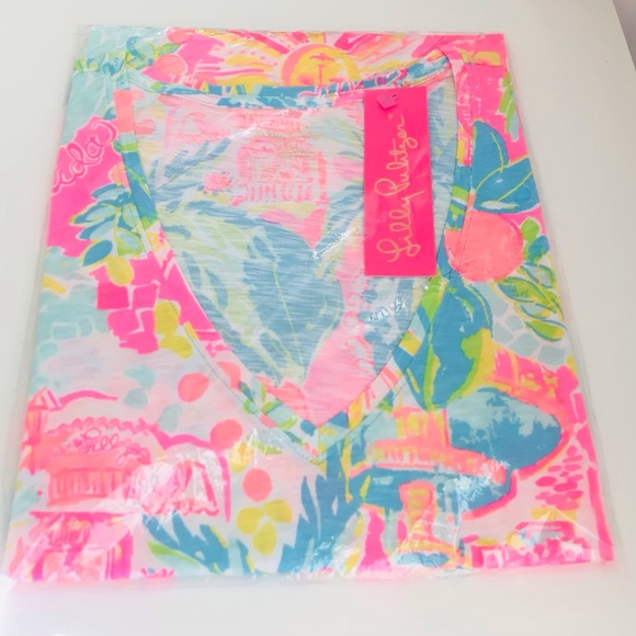 Lilly Pulitzer Etta V-Neck Top- Sunshine State Of Mind-NWT - Picture 9 of 9